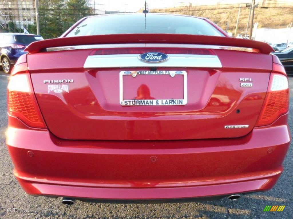 2012 Fusion SEL V6 AWD - Red Candy Metallic / Camel photo #2