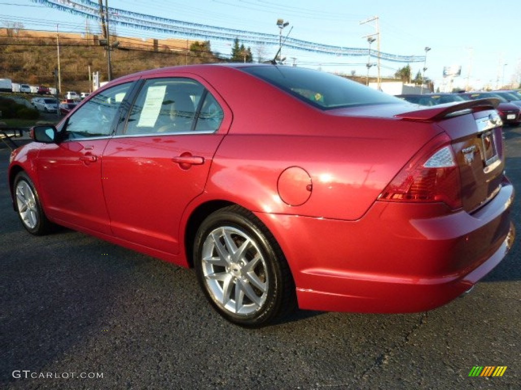2012 Fusion SEL V6 AWD - Red Candy Metallic / Camel photo #3