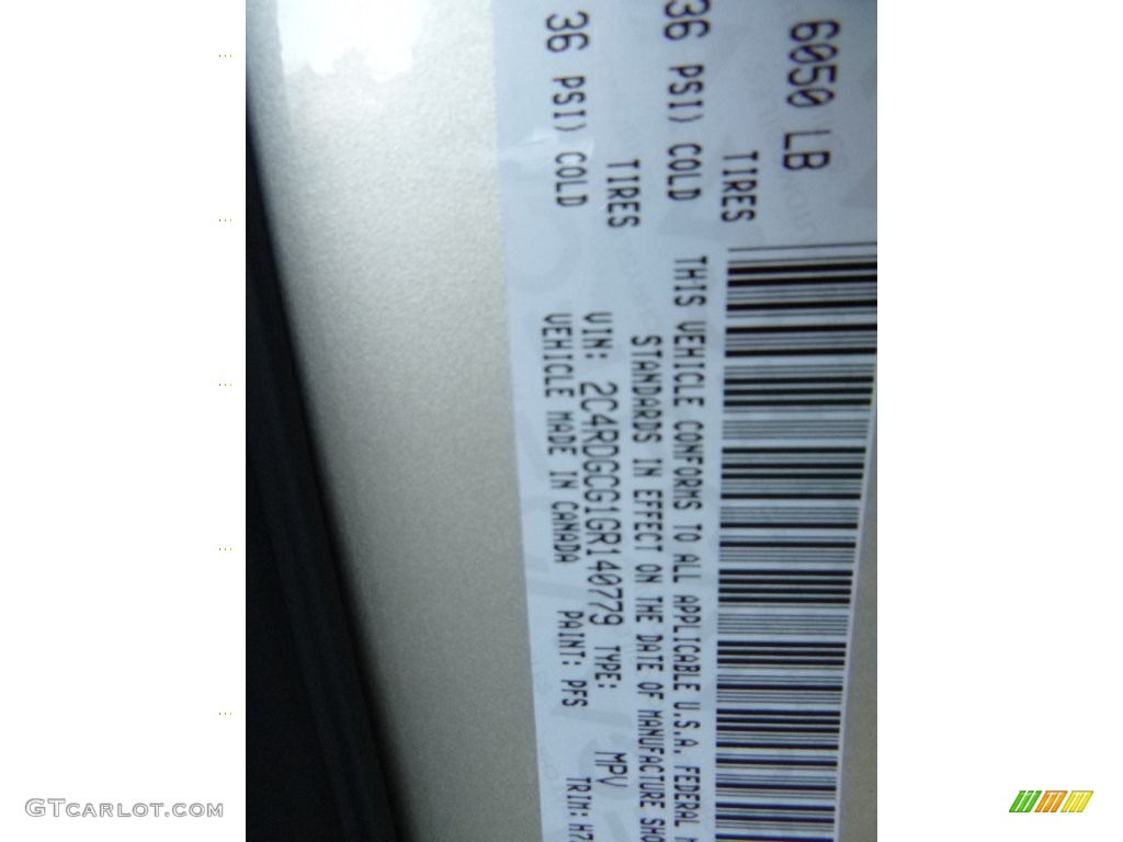 2016 Grand Caravan Color Code PFS for Cashmere/Sandstone Pearl Photo #108741026