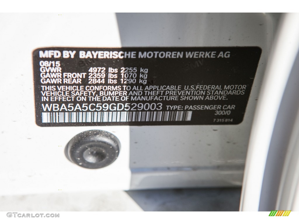 2016 5 Series Color Code 300 for Alpine White Photo #108771487