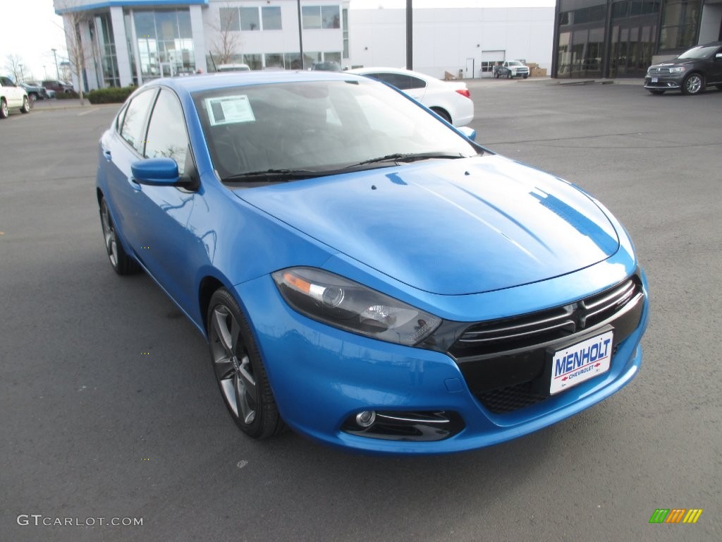 2015 Dart GT - Laser Blue Pearl / Black/Ruby Red Accent Stitching photo #1