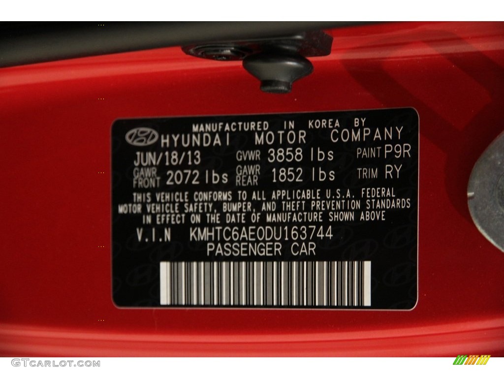 2013 Veloster Turbo - Boston Red / Black photo #18