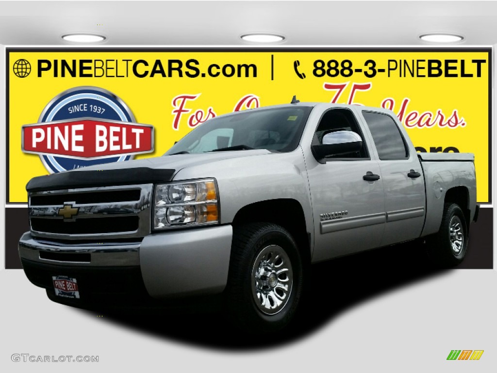 2010 Silverado 1500 LS Crew Cab 4x4 - Sheer Silver Metallic / Dark Titanium photo #1