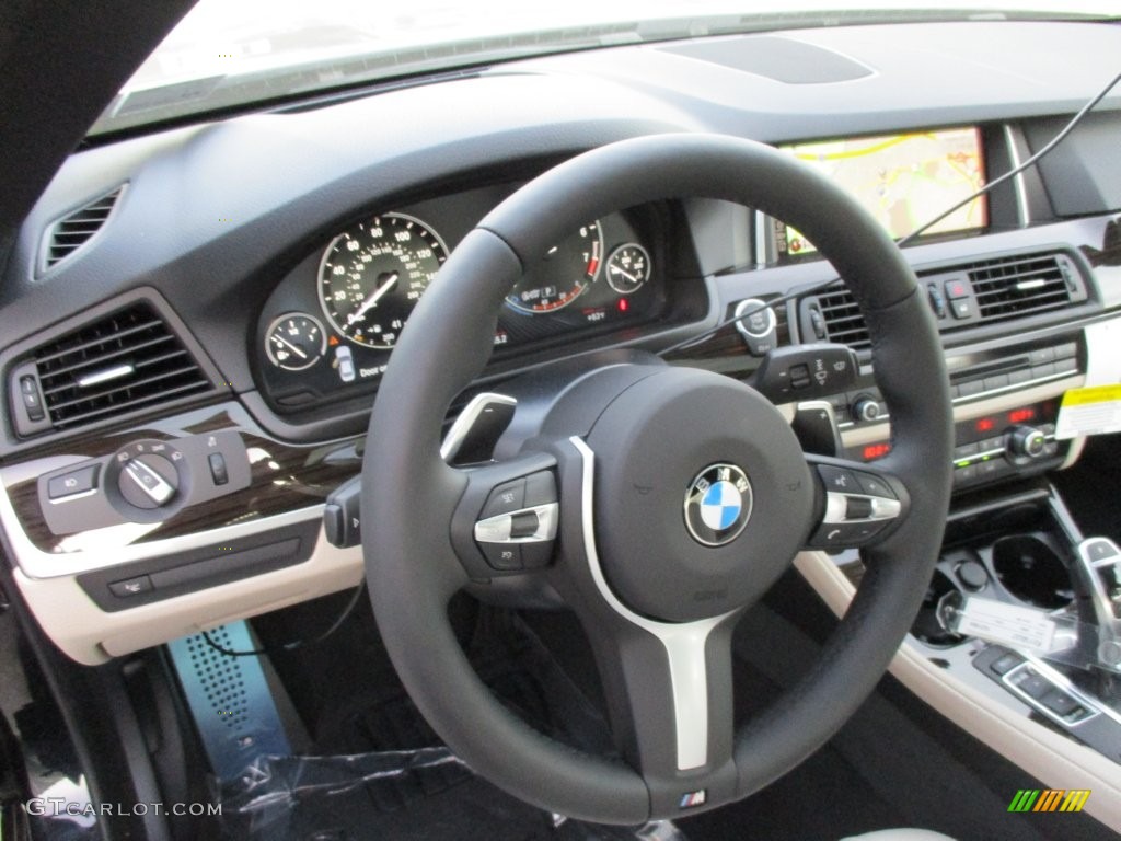 2016 BMW 5 Series 535i xDrive Sedan Ivory White Steering Wheel Photo #108801120