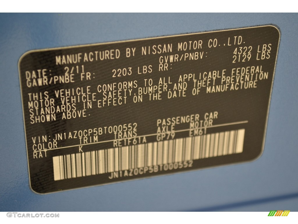 2011 Nissan LEAF SV Color Code Photos