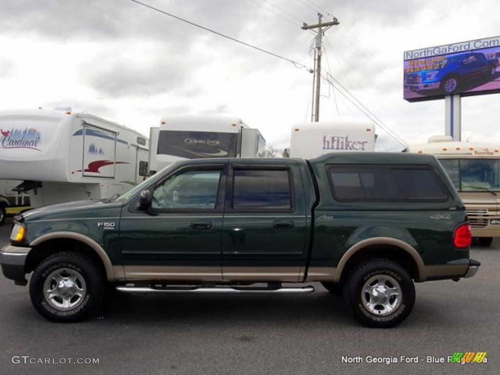 2002 F150 Lariat SuperCrew 4x4 - Dark Highland Green Metallic / Medium Parchment photo #2