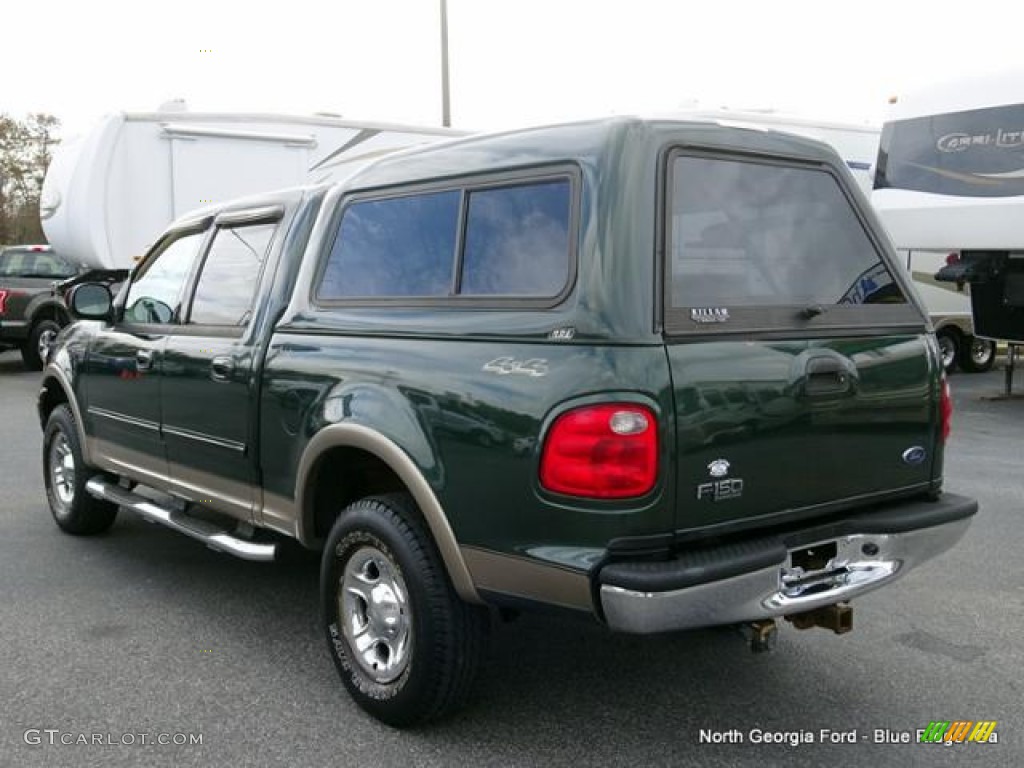 2002 F150 Lariat SuperCrew 4x4 - Dark Highland Green Metallic / Medium Parchment photo #3