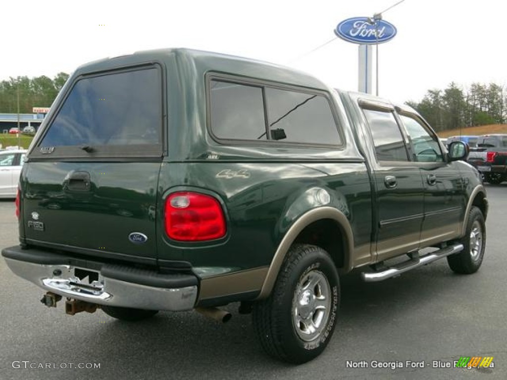 2002 F150 Lariat SuperCrew 4x4 - Dark Highland Green Metallic / Medium Parchment photo #5