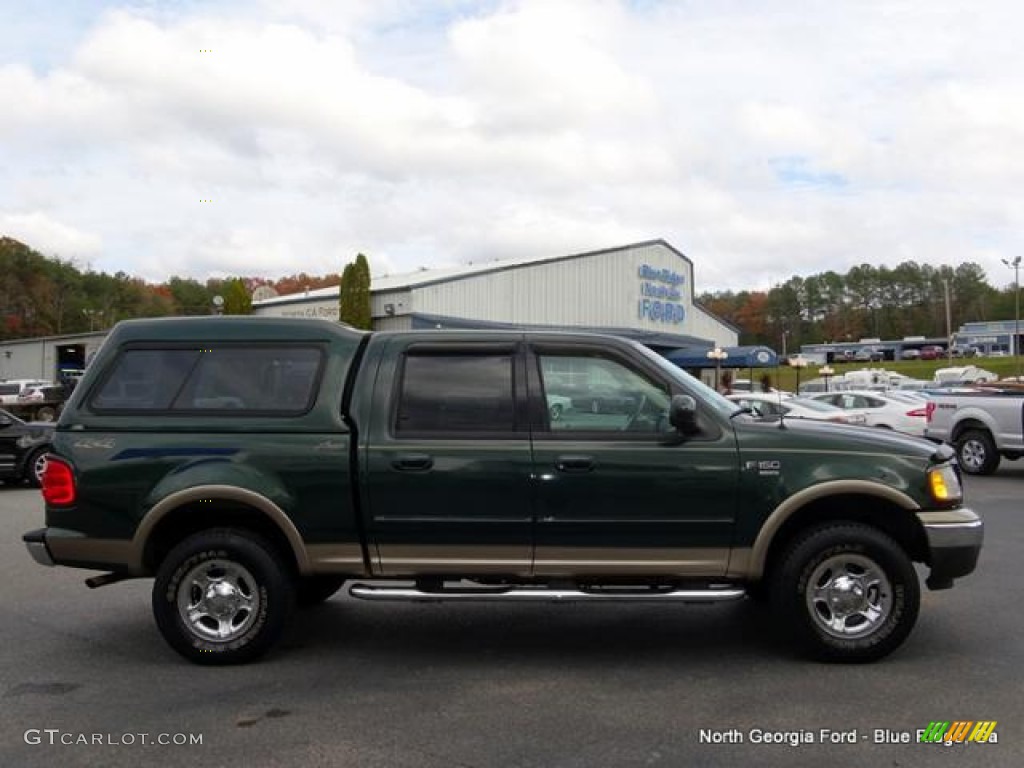 2002 F150 Lariat SuperCrew 4x4 - Dark Highland Green Metallic / Medium Parchment photo #6