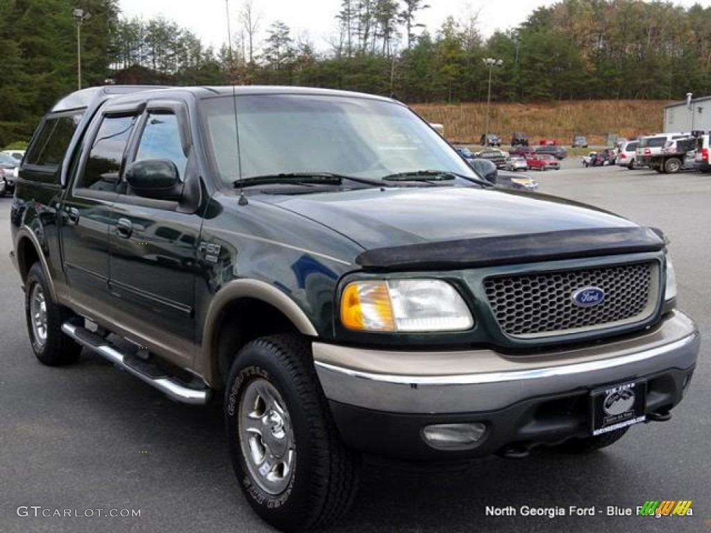 2002 F150 Lariat SuperCrew 4x4 - Dark Highland Green Metallic / Medium Parchment photo #7