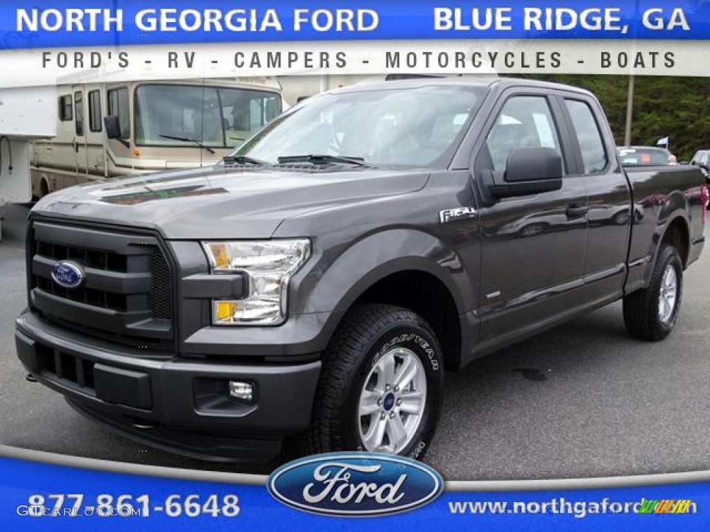 2015 F150 XL SuperCab 4x4 - Magnetic Metallic / Medium Earth Gray photo #1