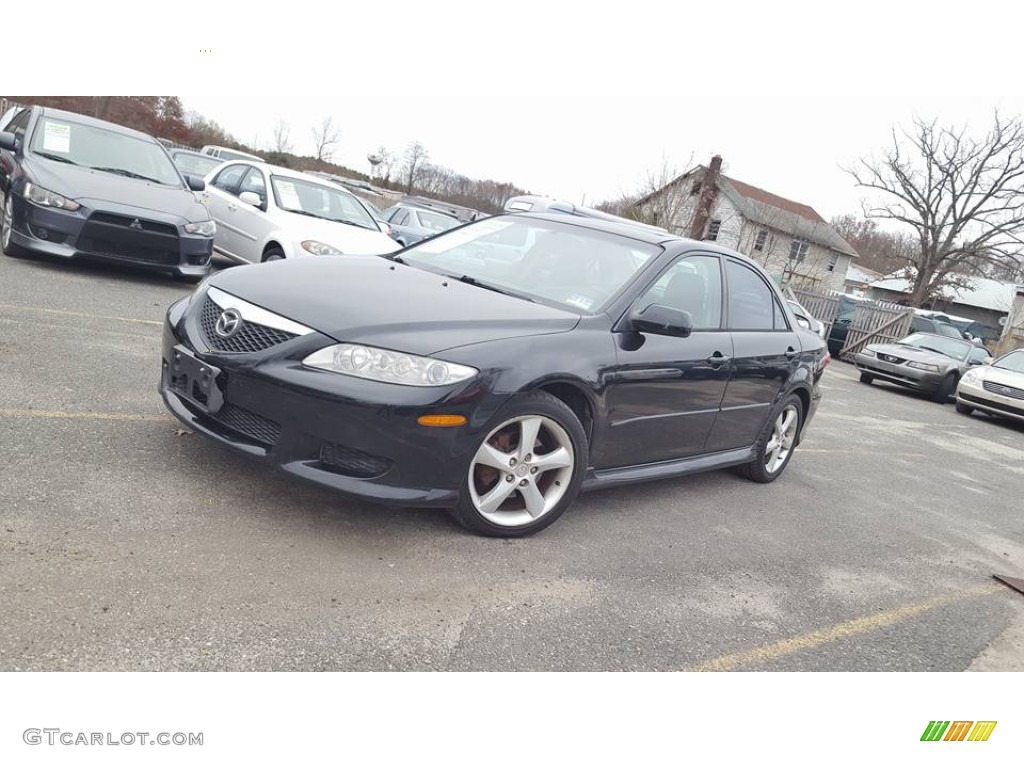 2004 MAZDA6 s Sedan - Onyx Black / Black photo #1