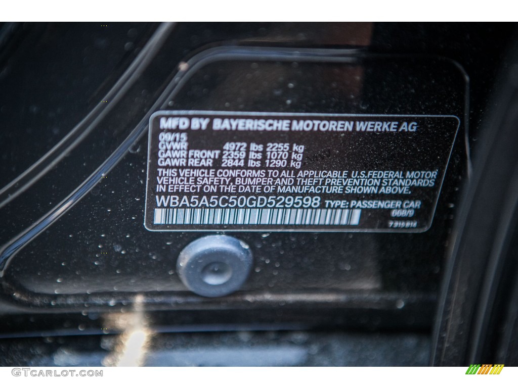 2016 5 Series 528i Sedan - Jet Black / Black photo #7