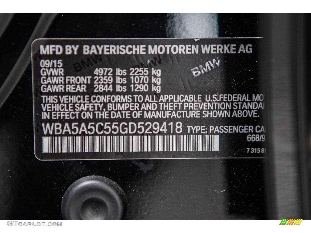 2016 5 Series 528i Sedan - Jet Black / Black photo #7