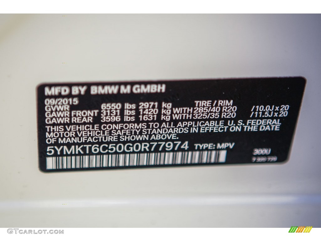 2016 X5 M Color Code 300 for Alpine White Photo #108888413