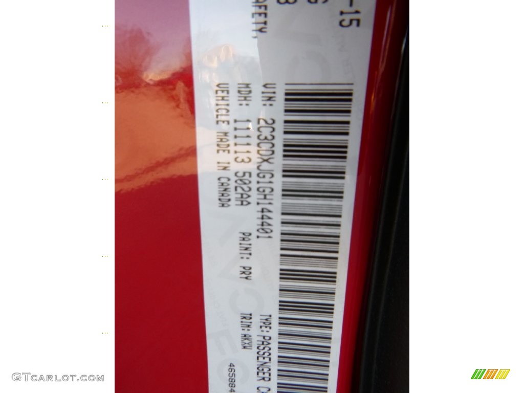 2016 Charger Color Code PRY for Redline Red Tri-coat Pearl Photo #108904010