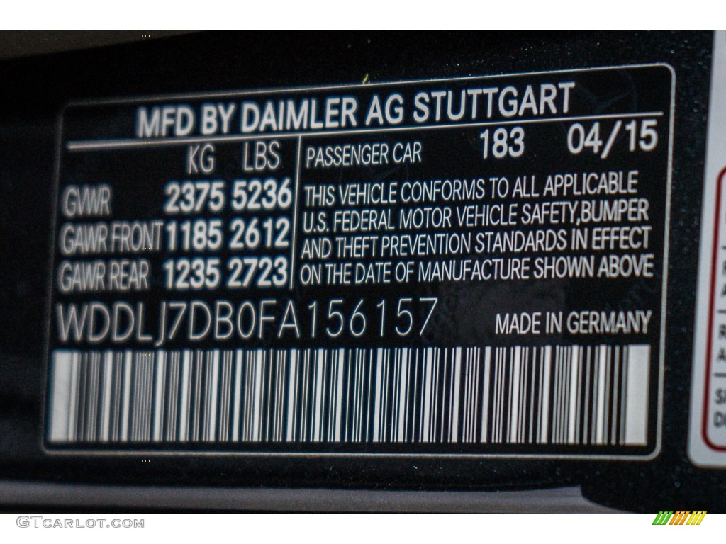 2015 Mercedes-Benz CLS 550 Coupe Color Code Photos