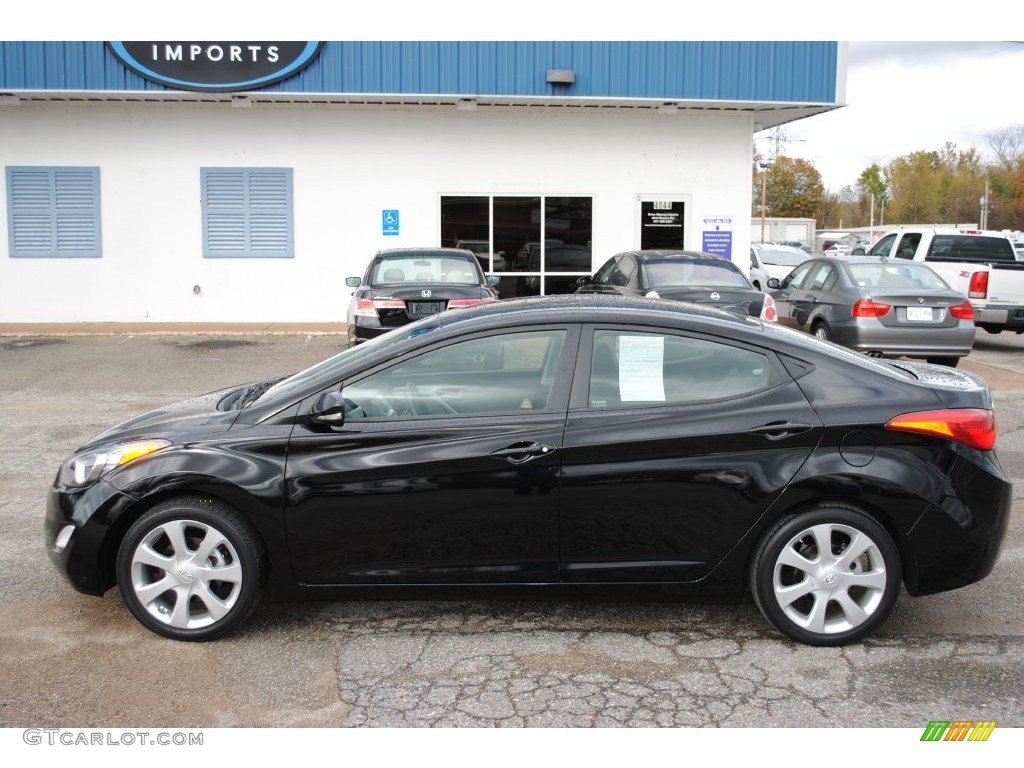 2012 Elantra Limited - Midnight Black / Gray photo #2