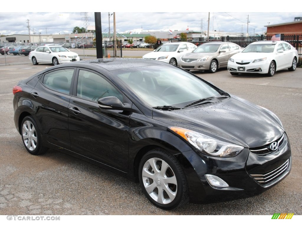 2012 Elantra Limited - Midnight Black / Gray photo #7