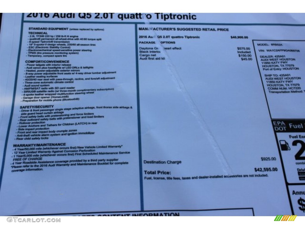 2016 Q5 2.0 TFSI Premium quattro - Daytona Gray Pearl / Black photo #8