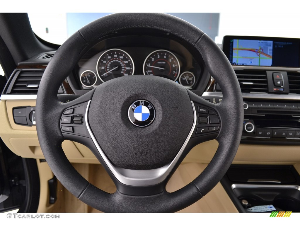 2015 BMW 4 Series 428i Convertible Venetian Beige Steering Wheel Photo #108921481