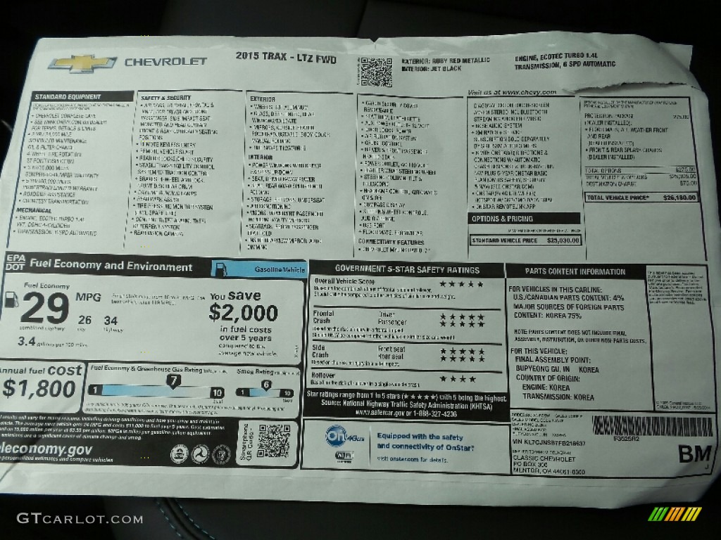 2015 Trax LTZ - Ruby Red Metallic / Jet Black photo #7