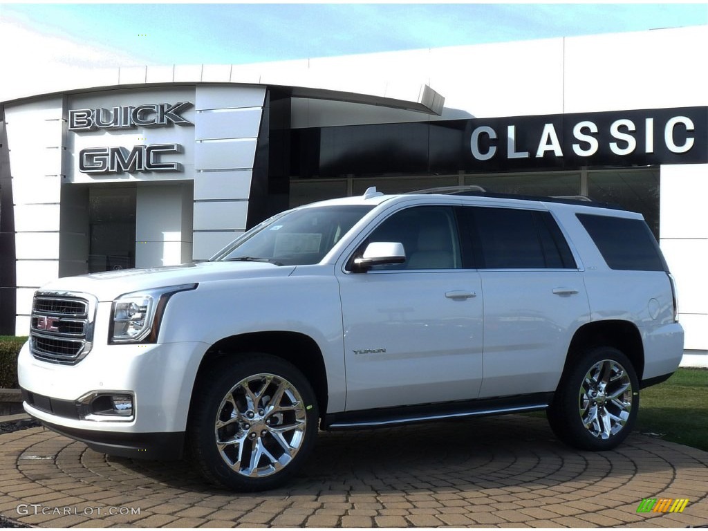 2016 White Frost Tricoat Gmc Yukon Slt 4wd 108921905 Gtcarlot 2016 Yukon Slt 4wd White Frost Tricoat Cocoa Shale Photo 1
