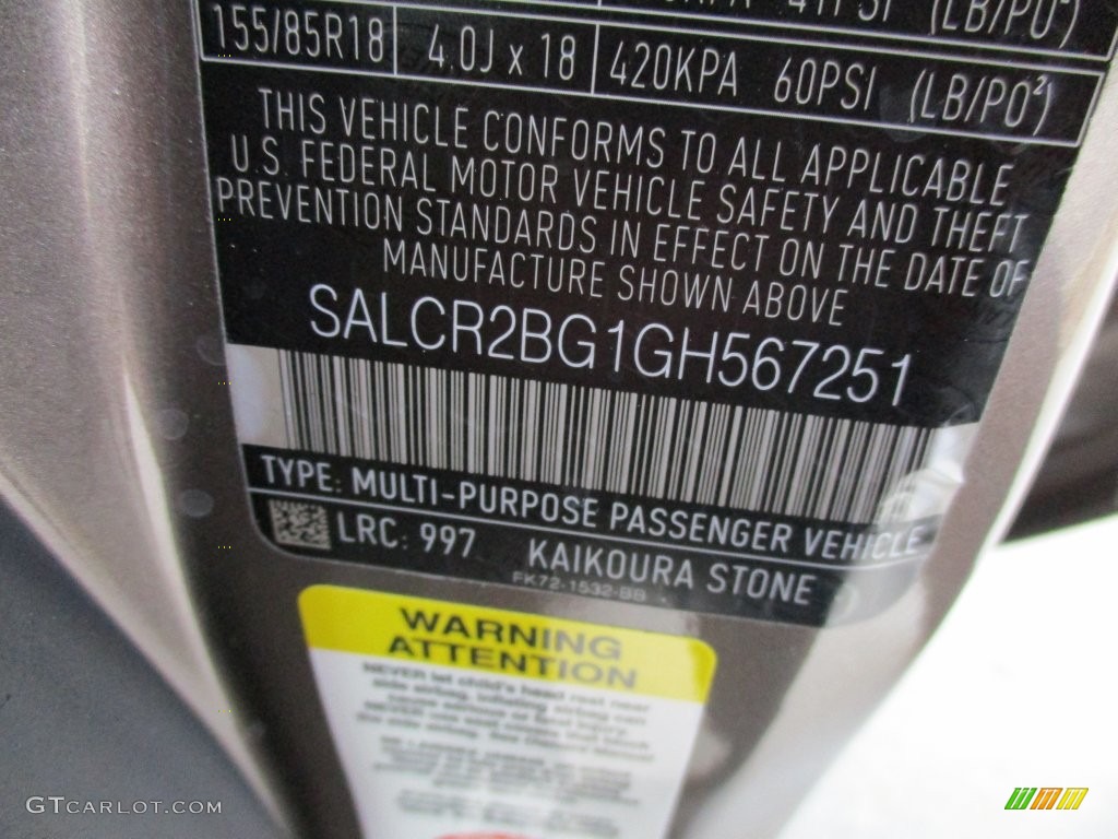 2016 Discovery Sport Color Code 997 for Kaikoura Stone Metallic Photo #108929165
