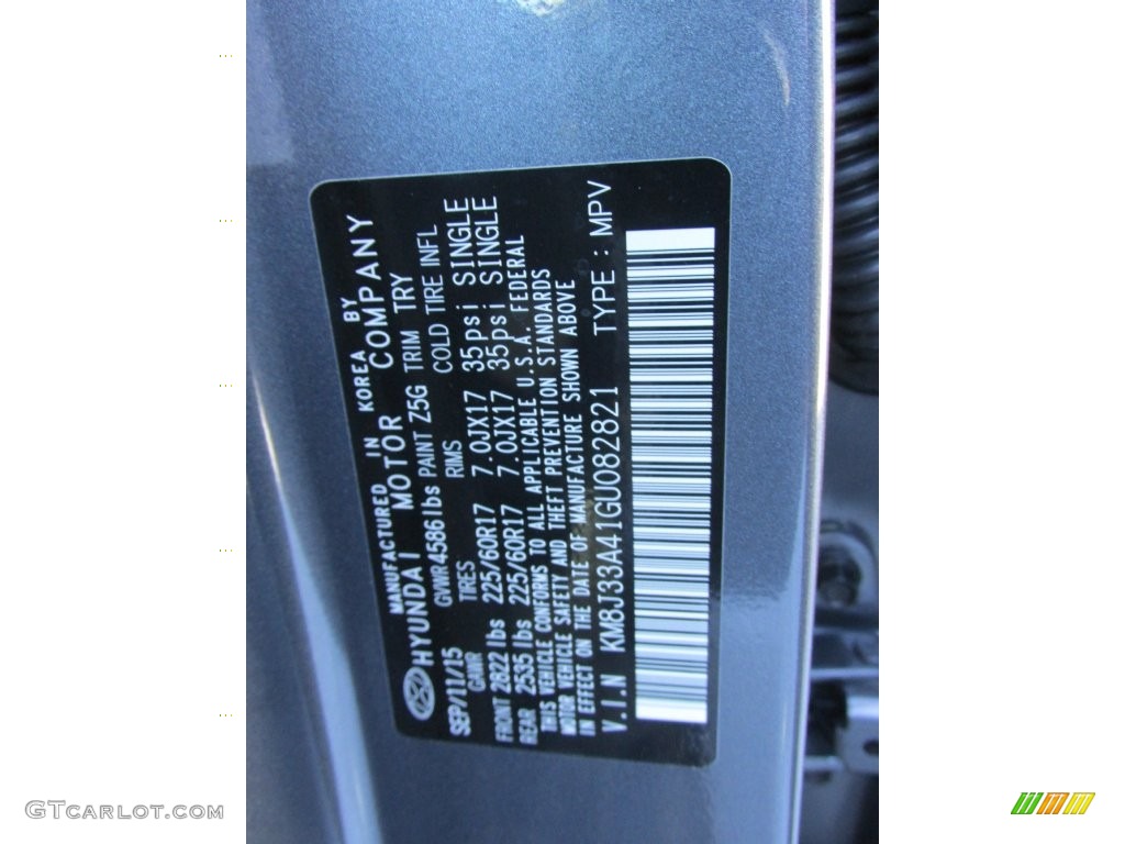 2016 Tucson Color Code Z5G for Coliseum Grey Photo #108939296