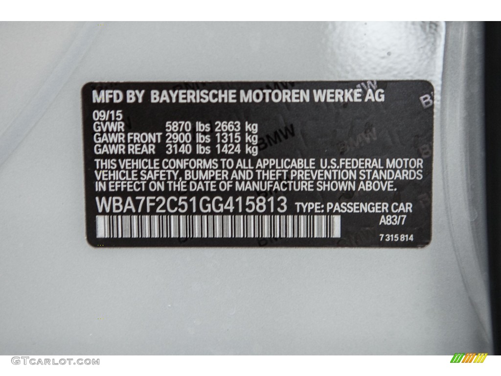 2016 7 Series Color Code A83 for Glacier Silver Metallic Photo #108943261