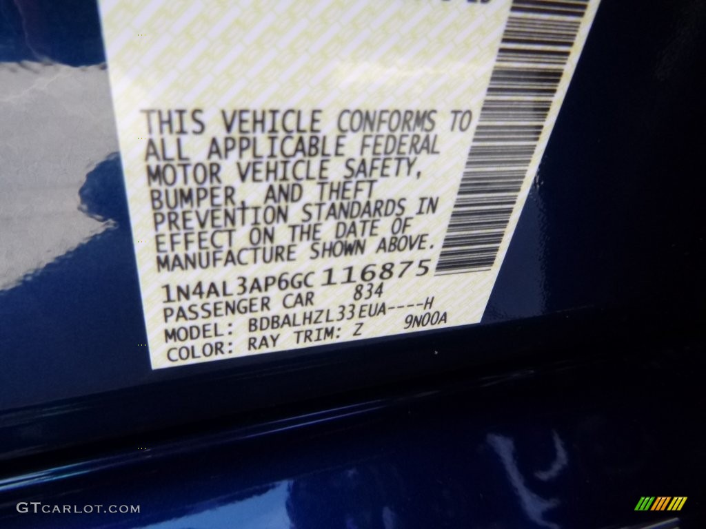2016 Altima Color Code RAY for Deep Blue Pearl Photo #108953658