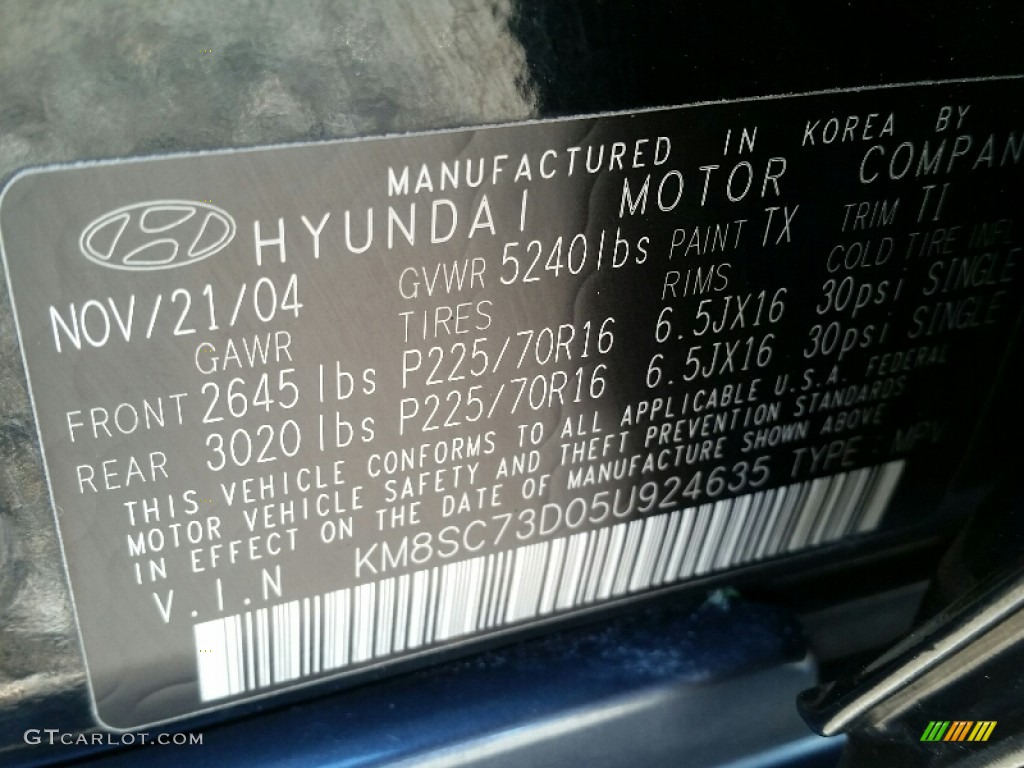 2005 Santa Fe GLS 4WD - Black Obsidian / Gray photo #17