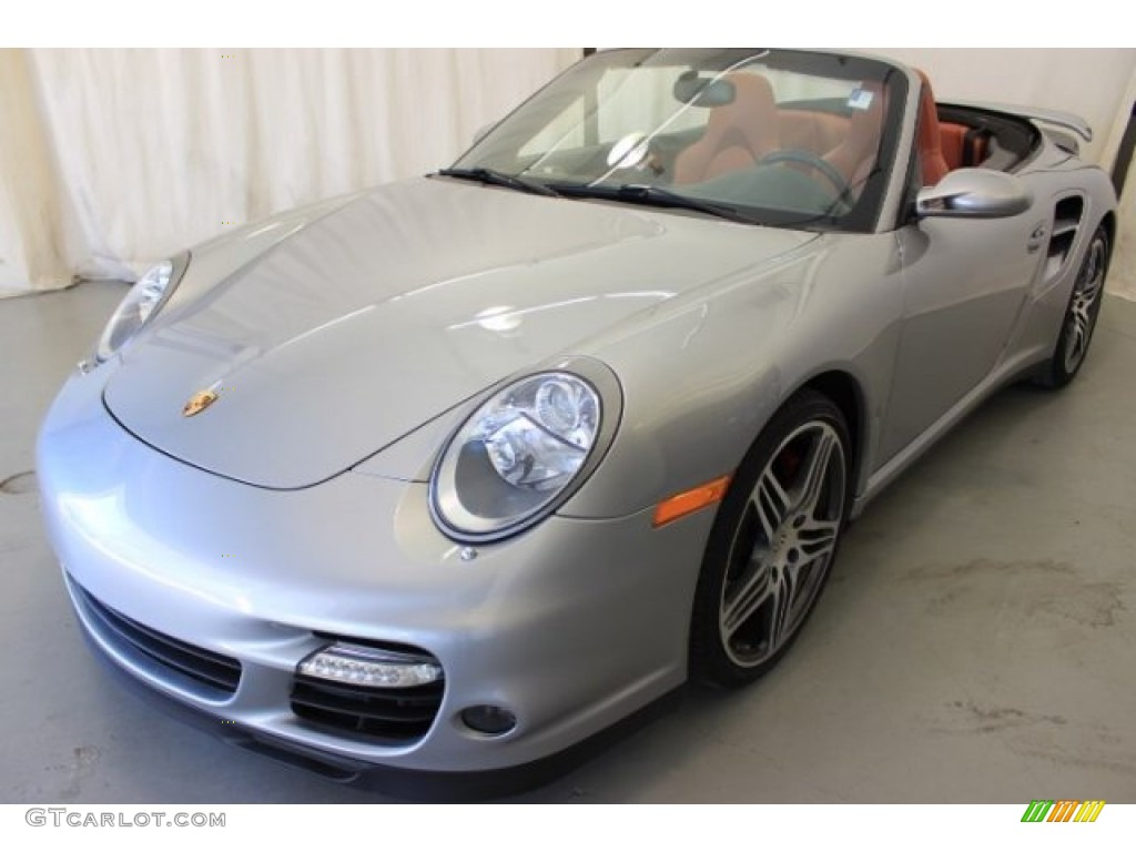 2008 911 Turbo Cabriolet - Arctic Silver Metallic / Terracotta photo #9