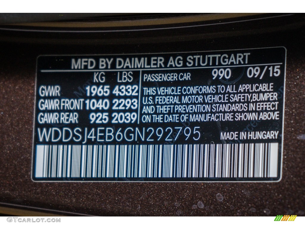 2016 CLA Color Code 990 for Cocoa Brown Metallic Photo #108972656