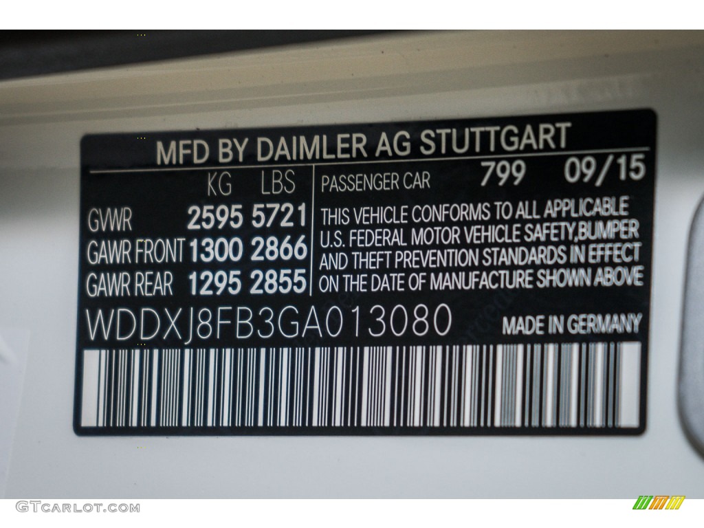2016 S Color Code 799 for designo Diamond White Metallic Photo #108975140