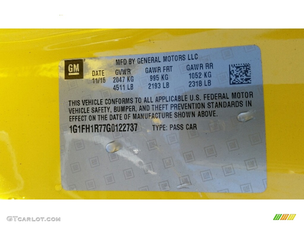 2016 Chevrolet Camaro SS Coupe Info Tag Photo #108981386