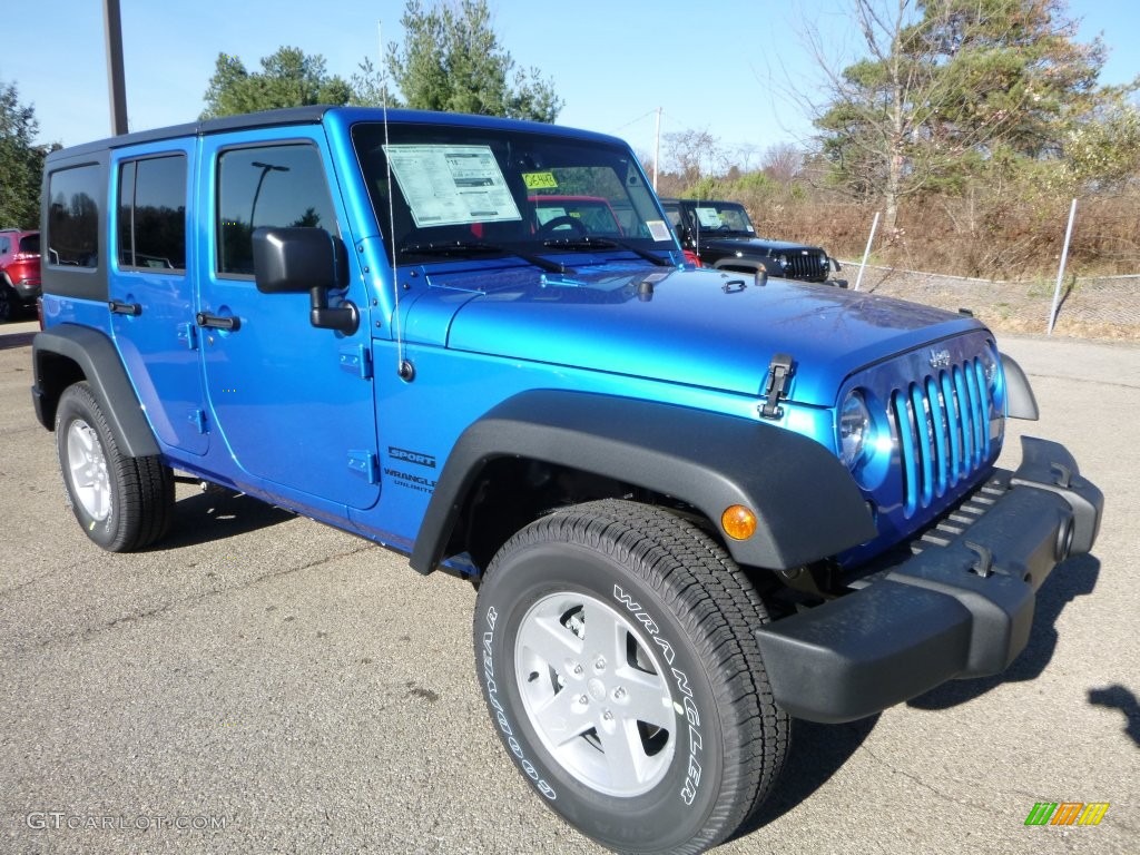 2016 Wrangler Unlimited Sport 4x4 - Hydro Blue Pearl / Black photo #12