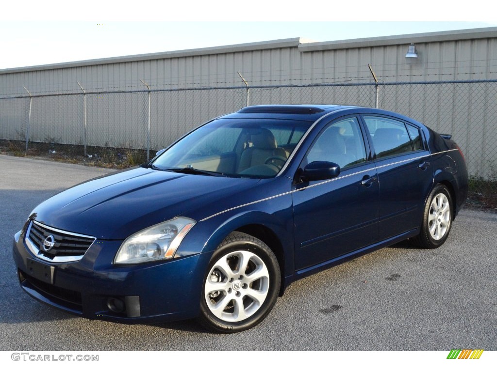 2007 Maxima 3.5 SL - Majestic Blue Metallic / Cafe Latte photo #17