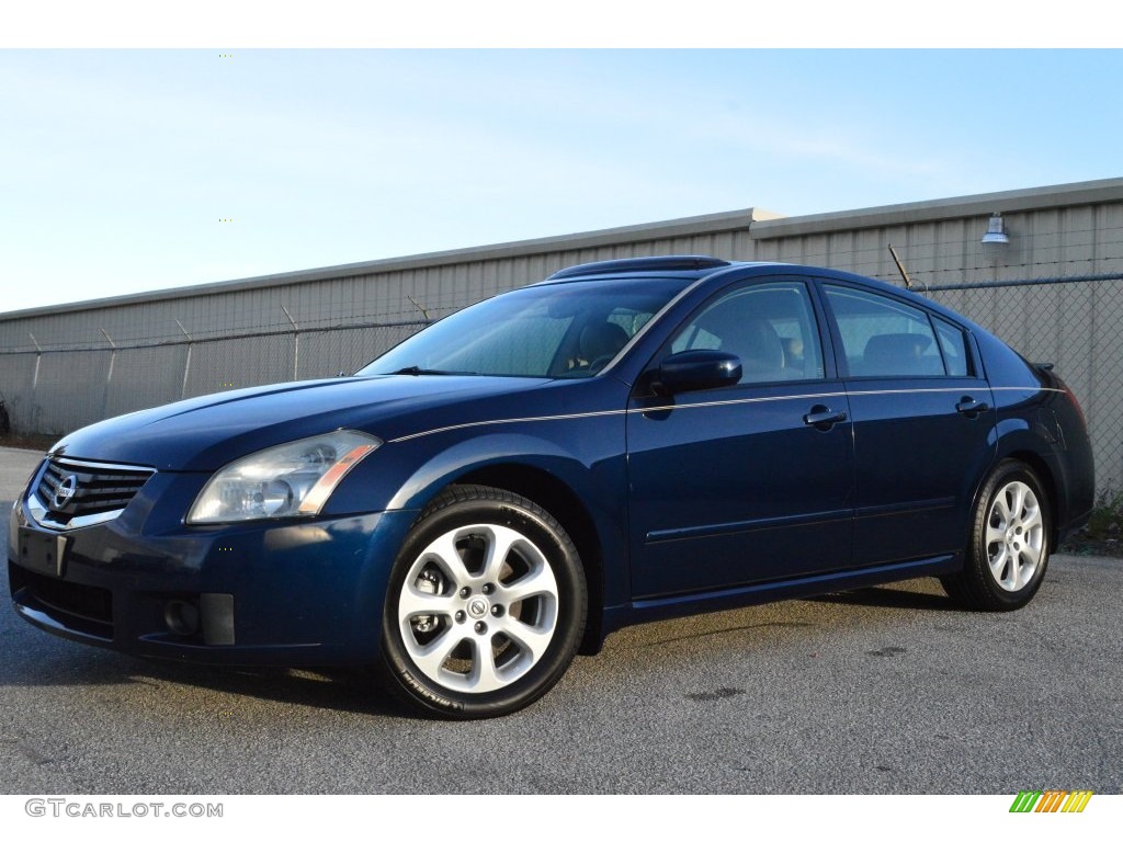 2007 Maxima 3.5 SL - Majestic Blue Metallic / Cafe Latte photo #18