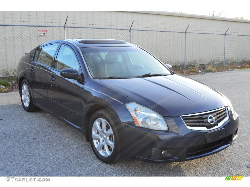 2007 Maxima 3.5 SL - Majestic Blue Metallic / Cafe Latte photo #19