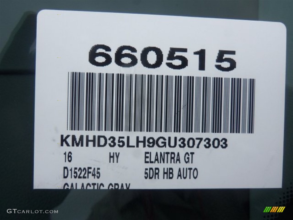2016 Elantra GT  - Galactic Gray / Black photo #3