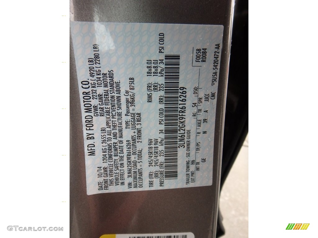 2015 MKZ Color Code H6 for Luxe Metallic Photo #109033835