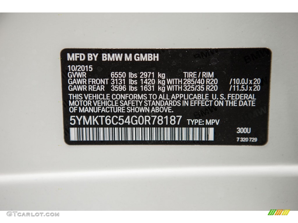 2016 X5 M Color Code 300 for Alpine White Photo #109036790