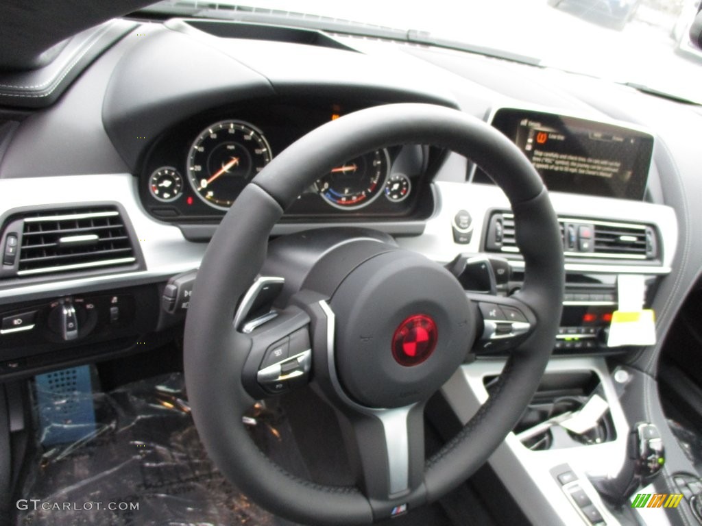 2016 BMW 6 Series 640i xDrive Gran Coupe Black Steering Wheel Photo #109042713