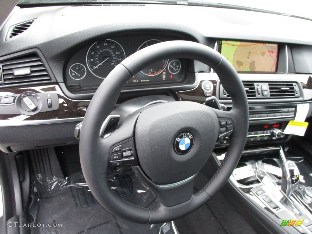 2016 BMW 5 Series 528i xDrive Sedan Black Steering Wheel Photo #109043502