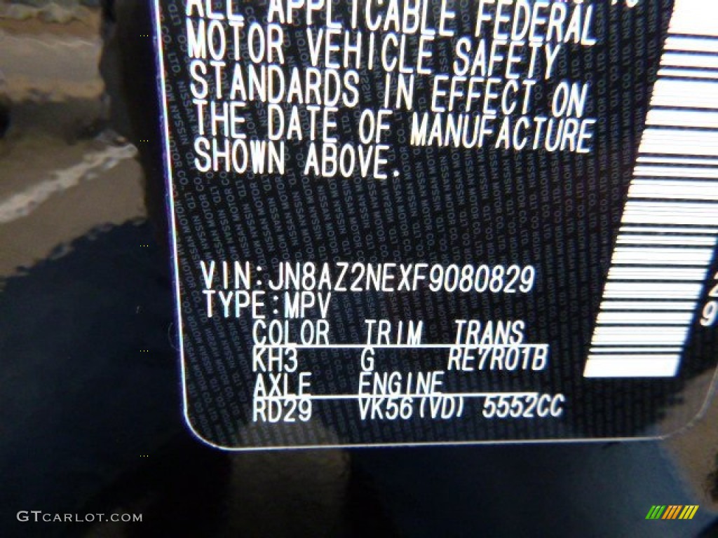 2015 QX80 Color Code KH3 for Black Obsidian Photo #109048764