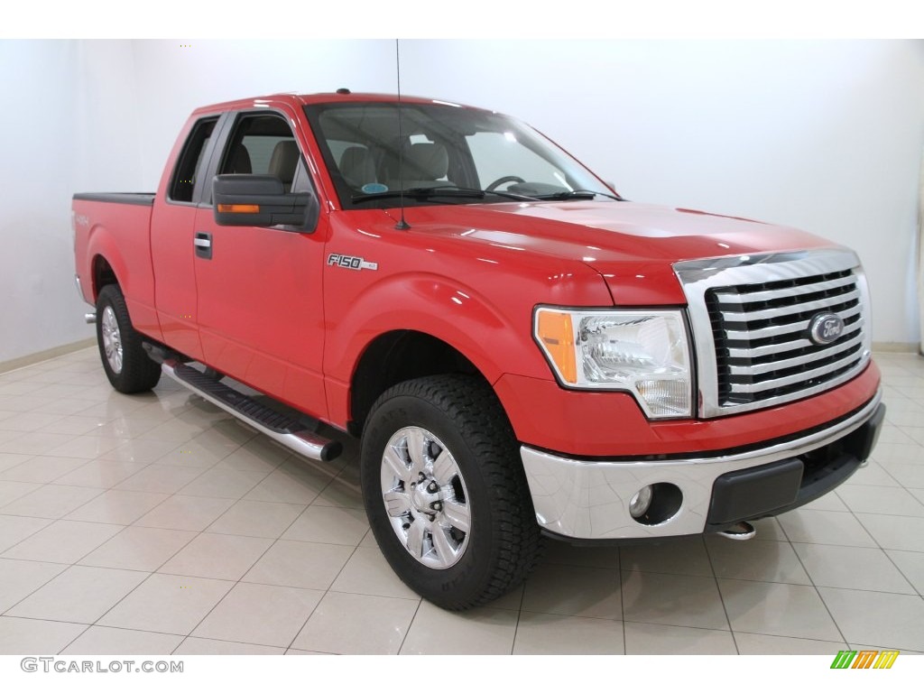 2010 F150 XLT SuperCab 4x4 - Vermillion Red / Medium Stone photo #1