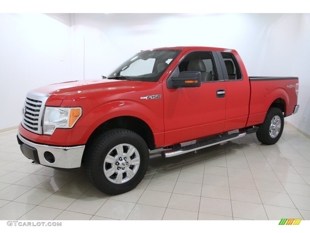 2010 F150 XLT SuperCab 4x4 - Vermillion Red / Medium Stone photo #3
