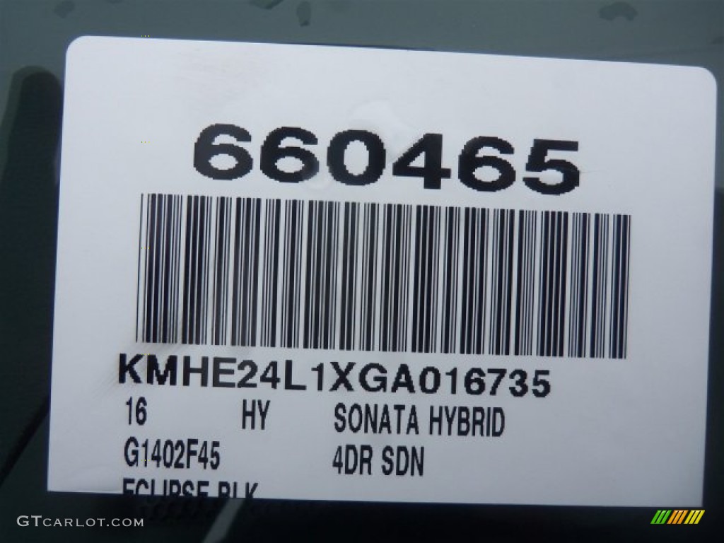 2016 Sonata Hybrid SE - Eclipse Black / Beige photo #3