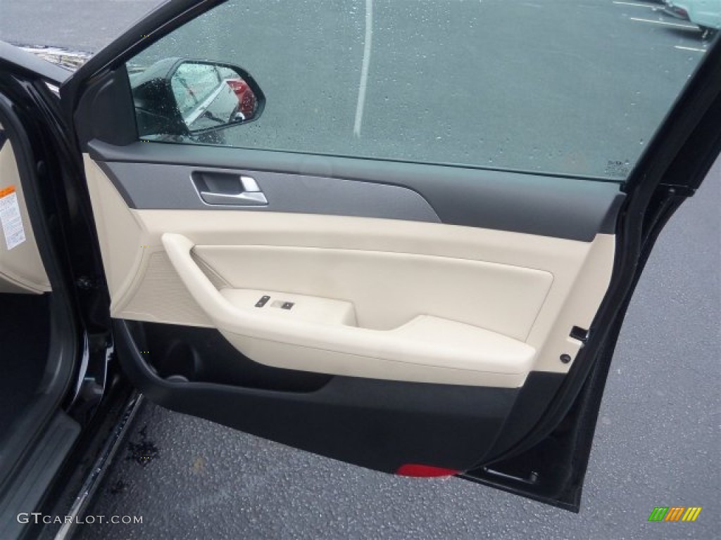 2016 Sonata Hybrid SE - Eclipse Black / Beige photo #12